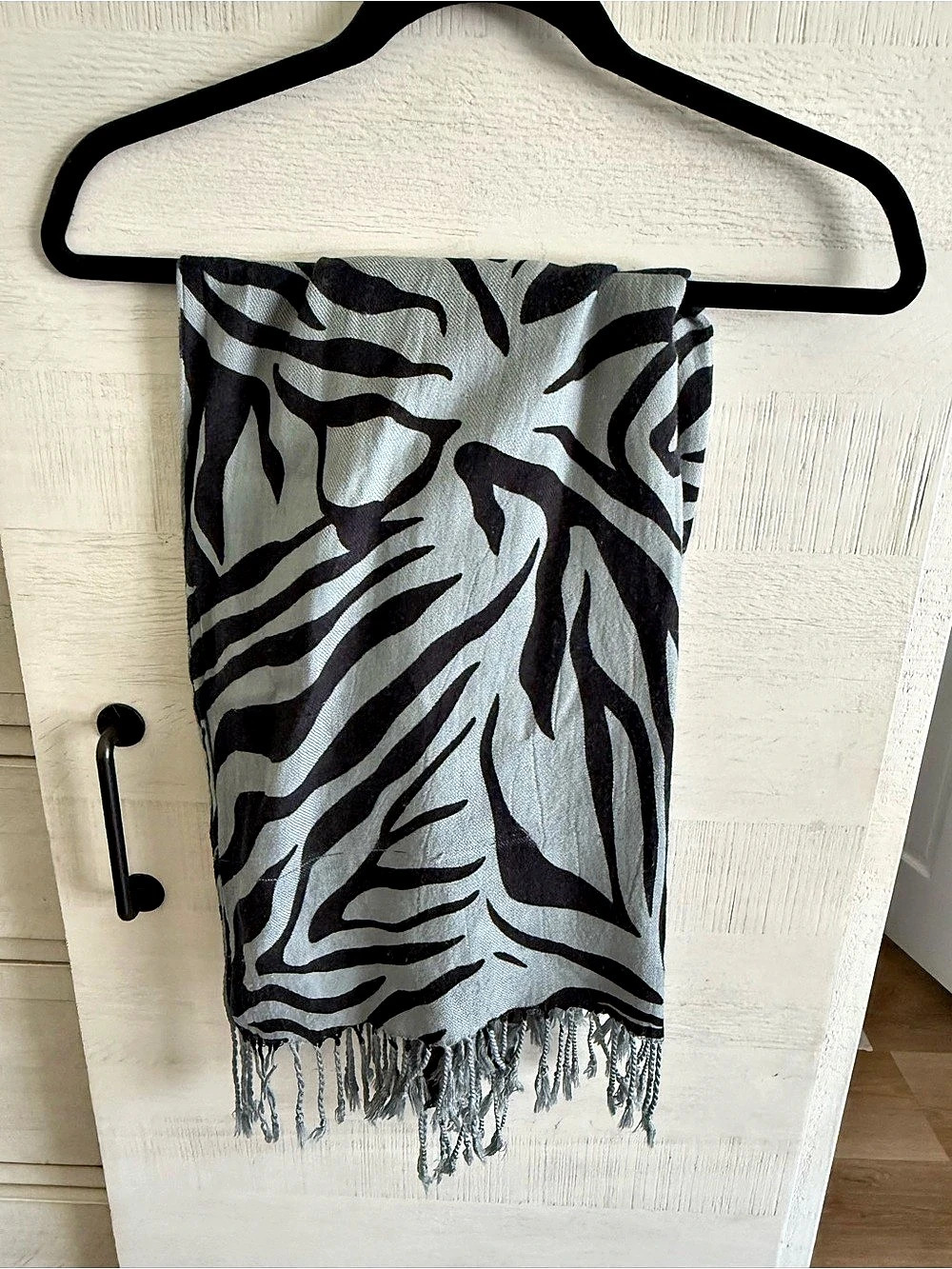 Zebra Print Scarf in Gray & Black